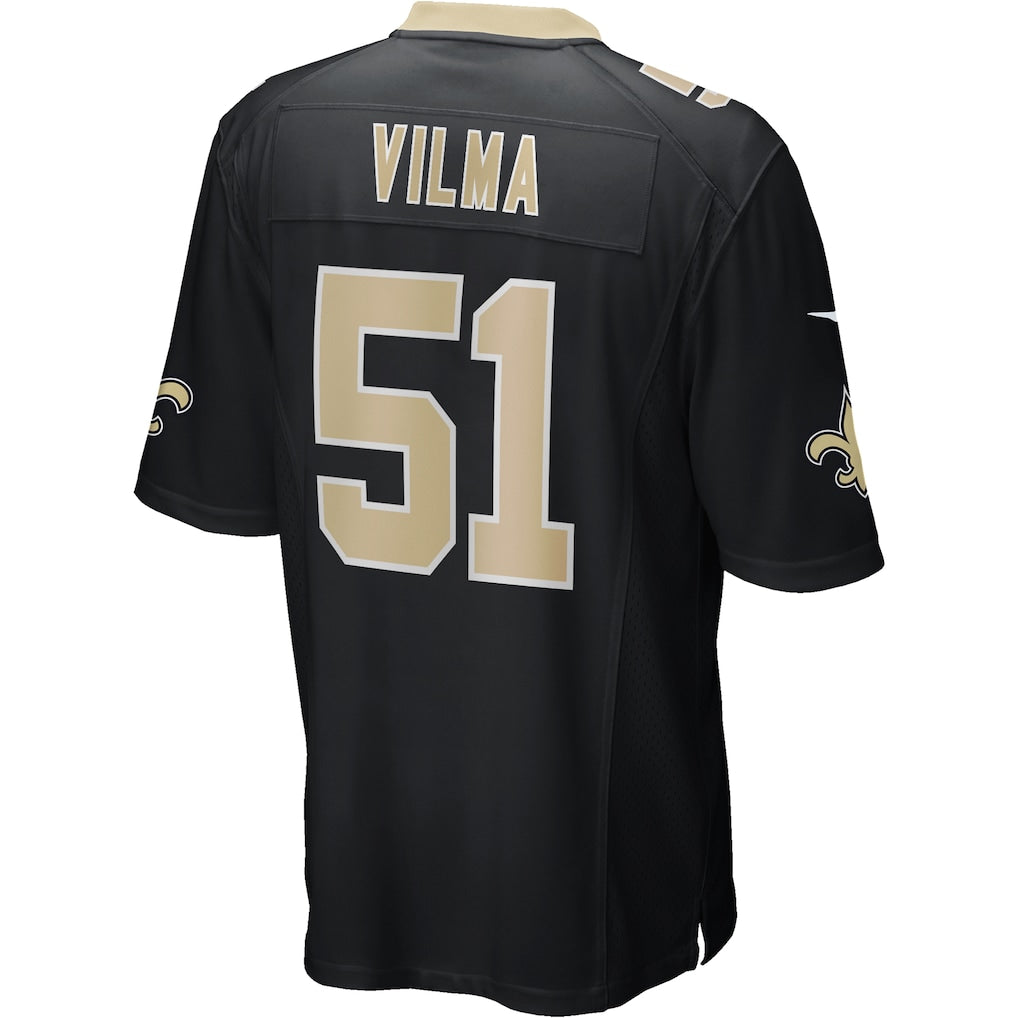 Davalo NO.Saints #51 Jonathan Vilma Black Game Retired Player Jersey