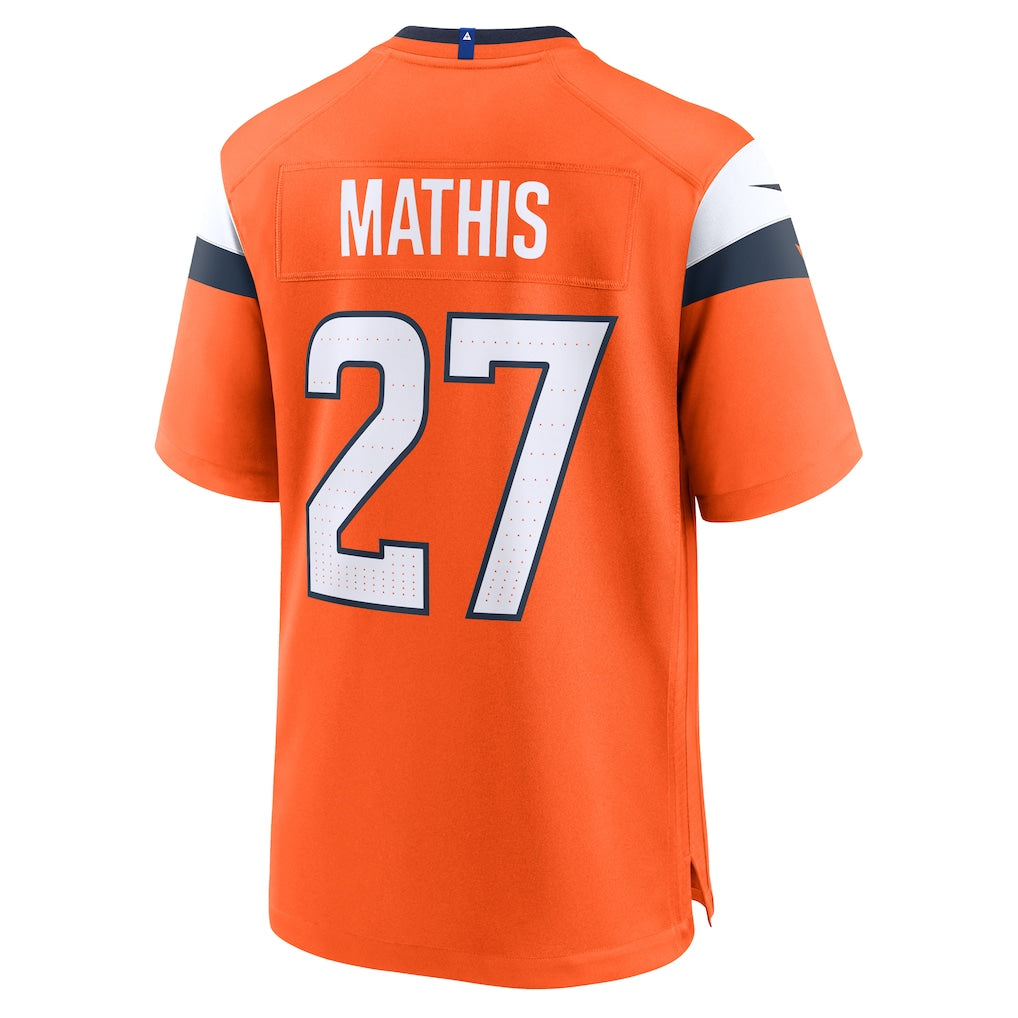 Davalo D.Broncos #27 Damarri Mathis Orange Team Game Jersey