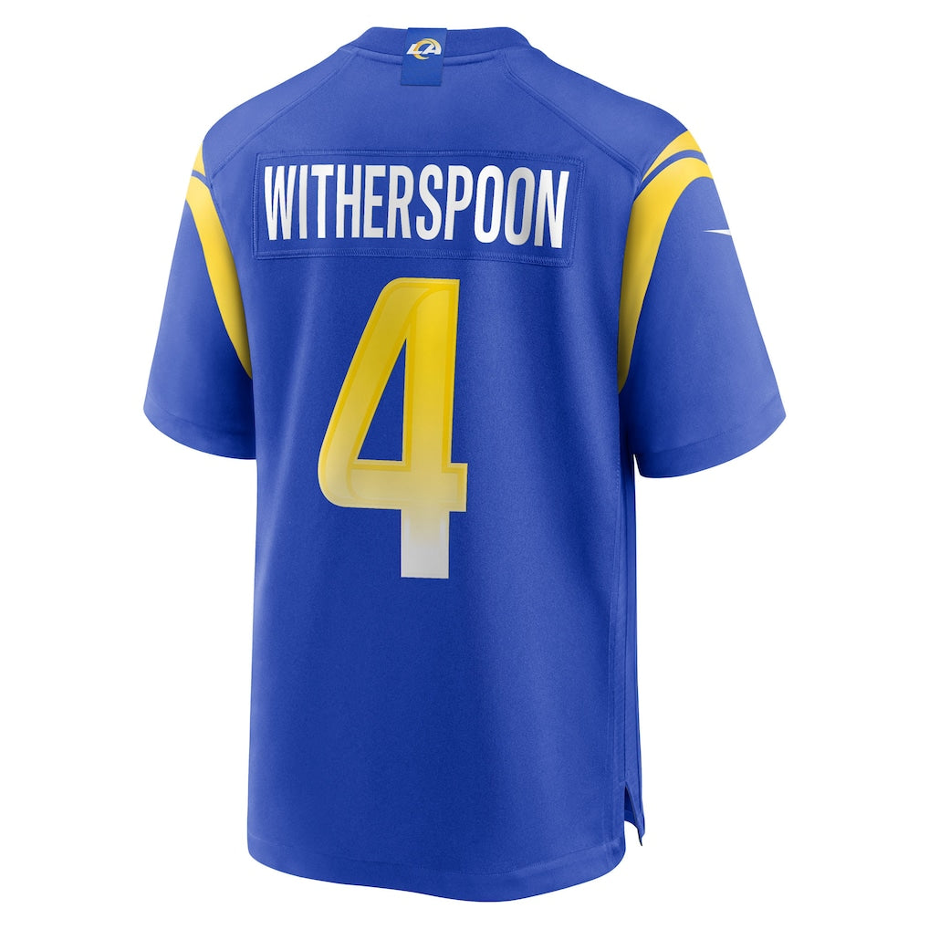Davalo LA.Rams #4 Ahkello Witherspoon Royal Team Game Jersey