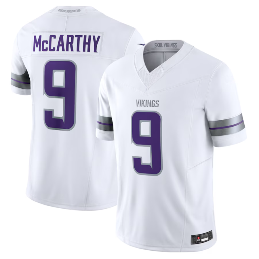 Davalo #9 J.J. McCarthy Player MN.Vikings White Vapor F.U.S.E. Limited Stitched Jerseys