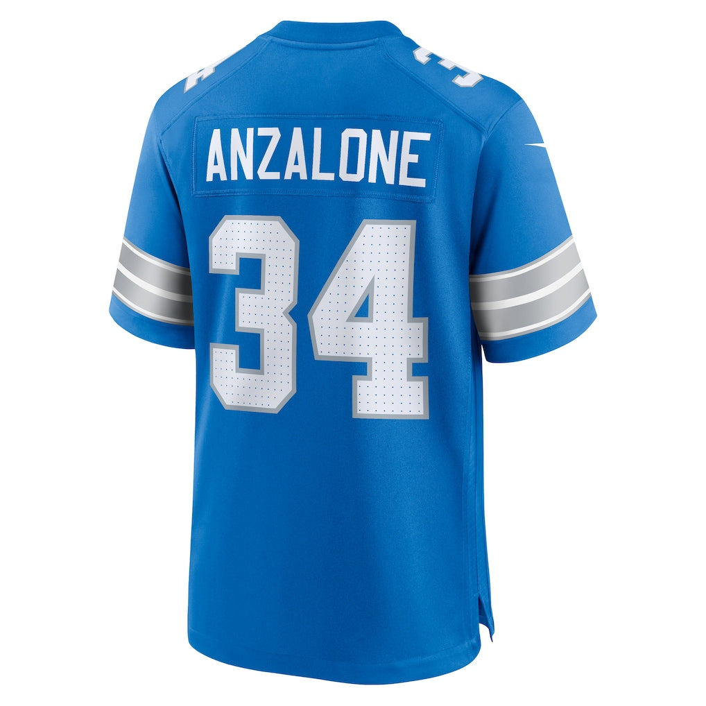 Davalo D.Lions #34 Alex Anzalone Blue Game Jersey