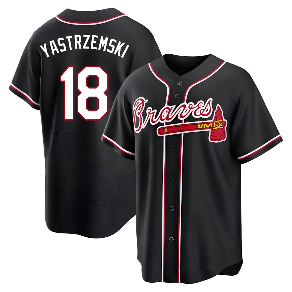 Davalo A.Braves #18 Mike Yastrzemski player Black Replica Fashion Out Stitched Jerseys