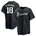Davalo A.Braves #18 Mike Yastrzemski player Black&White Replica Stitched Jerseys