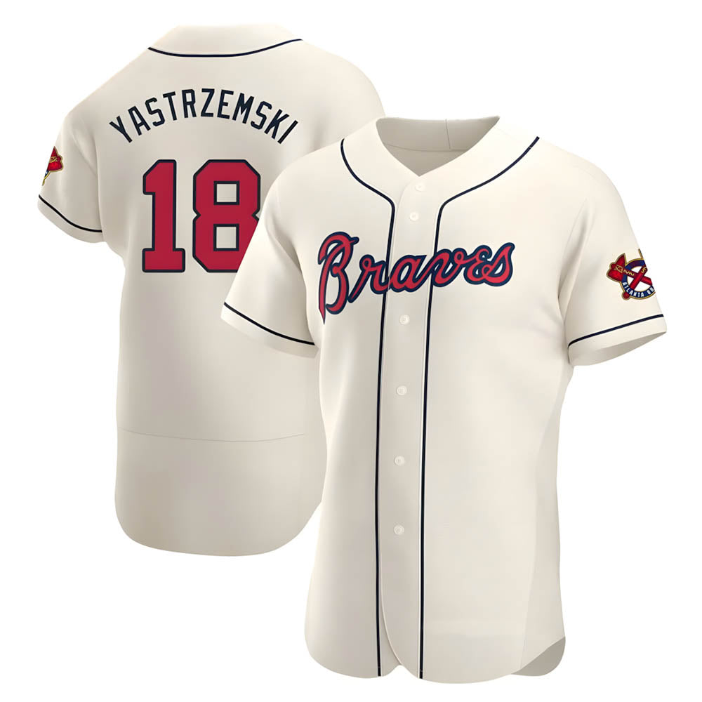 Davalo A.Braves #18 Mike Yastrzemski player Cream Authentic Alternate Stitched Jerseys