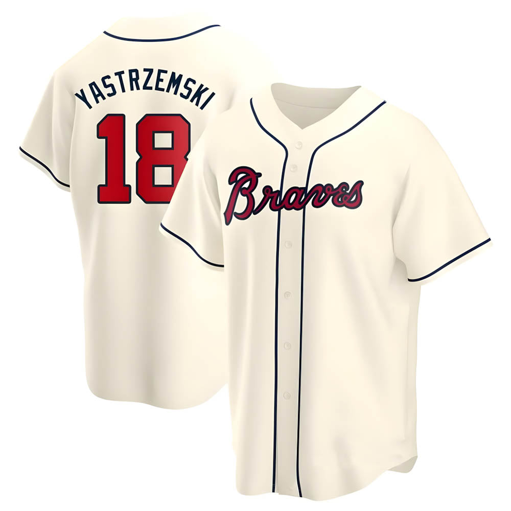 Davalo A.Braves #18 Mike Yastrzemski player Cream Replica Alternate Stitched Jerseys