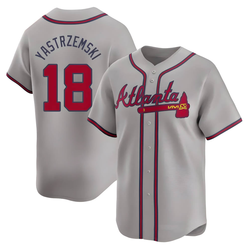 Davalo A.Braves #18 Mike Yastrzemski player Gray Limited Away Stitched Jerseys