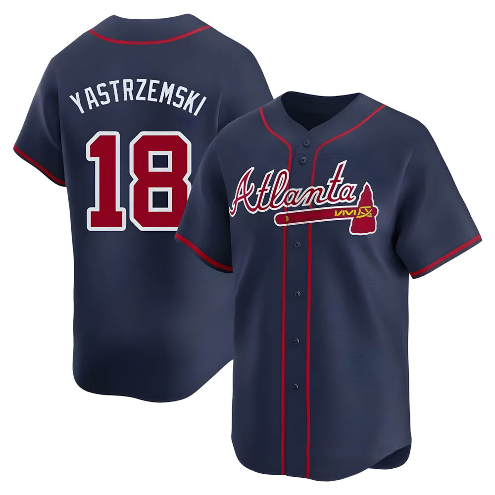 Davalo A.Braves #18 Mike Yastrzemski player Navy Limited Alternate Stitched Jerseys