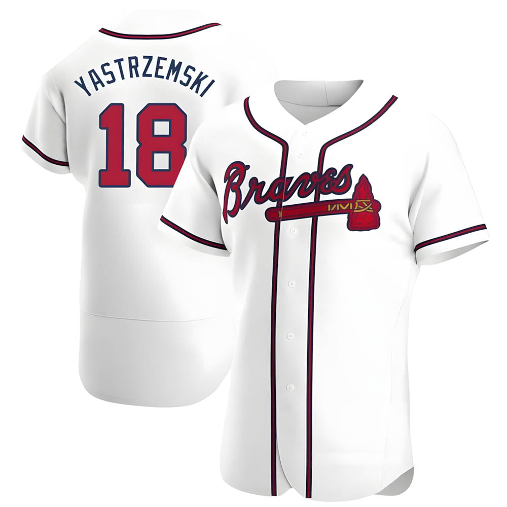 Davalo A.Braves #18 Mike Yastrzemski player White Authentic Home Stitched Jerseys