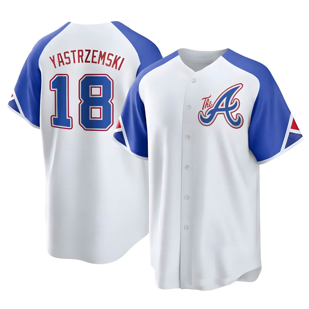 Davalo A.Braves #18 Mike Yastrzemski player White Replica City Connect Stitched Jerseys