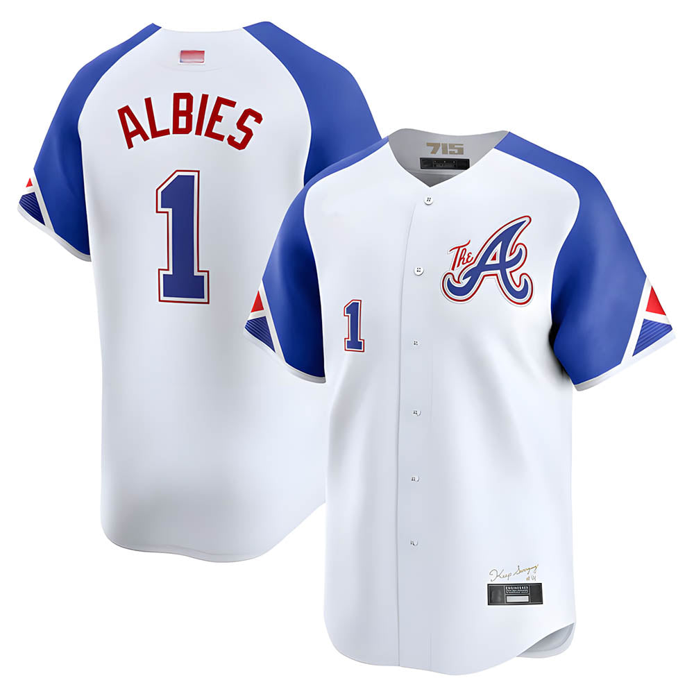 Davalo A.Braves #1 Ozzie Albies Player Blue City Connect Stitched Jerseys