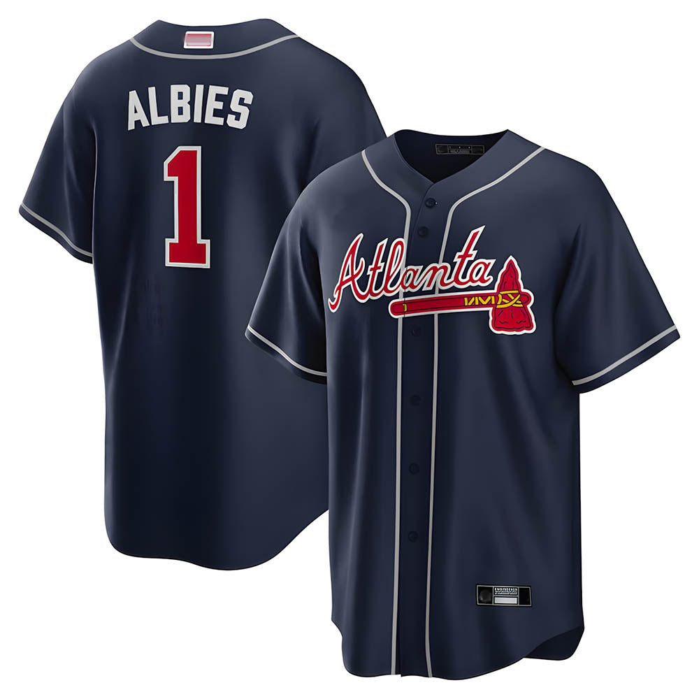 Davalo A.Braves #1 Ozzie Albies Player Navy Alternate Stitched Jerseys