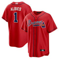 Davalo A.Braves #1 Ozzie Albies Player Red Alternate Stitched Jerseys