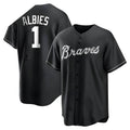 Davalo A.Braves #1 Ozzie Albies Player Black&White Replica Stitched Jerseys
