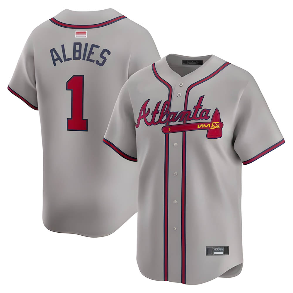 Davalo A.Braves #1 Ozzie Albies Player Gray Vapor Premier City Connect Premium Stitched Jerseys