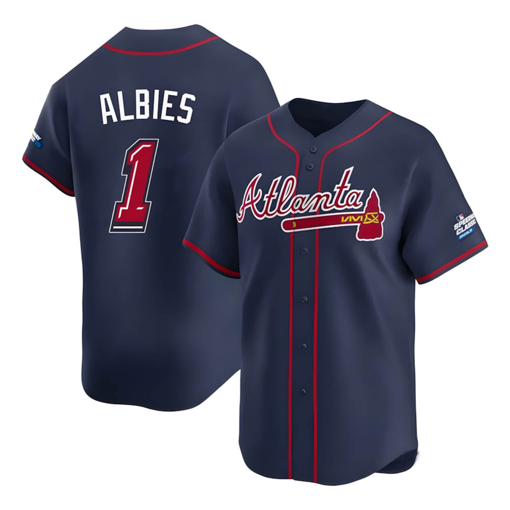 Davalo A.Braves #1 Ozzie Albies Player Navy Limited 2025 Speedway Classic Alternate Stitched Jerseys