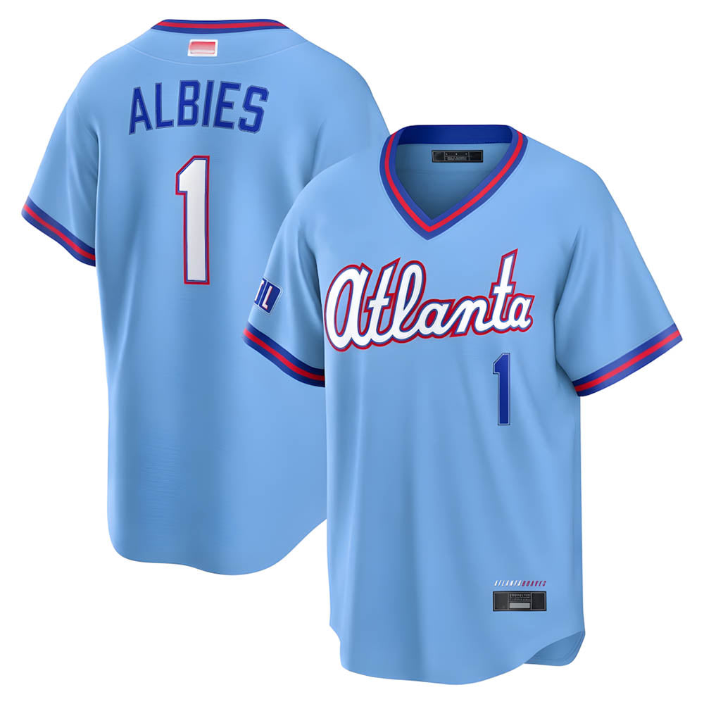 Davalo A.Braves #1 Ozzie Albies Player Powder Blue 2026 City Connect T shirt Stitched Jerseys