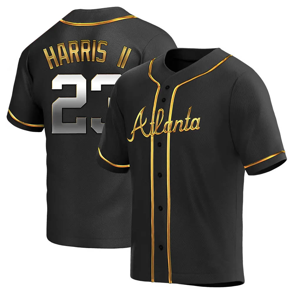Davalo A.Braves #23 Michael Harris II player Gold Replica Black en Alternate Stitched Jerseys