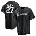Davalo A.Braves #27 Austin Riley Player Black&White Replica Stitched Jerseys