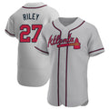 Davalo A.Braves #27 Austin Riley Player Gray Authentic Road Stitched Jerseys