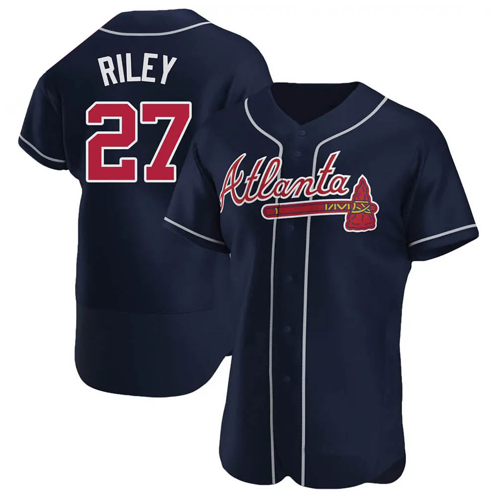 Davalo A.Braves #27 Austin Riley Player Navy Authentic Alternate Stitched Jerseys