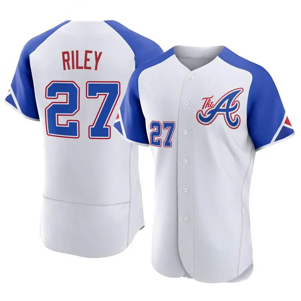 Davalo A.Braves #27 Austin Riley Player White Authentic City Connect Stitched Jerseys