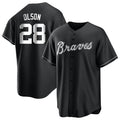 Davalo A.Braves #28 Matt Olson Player Black&White Replica Stitched Jerseys