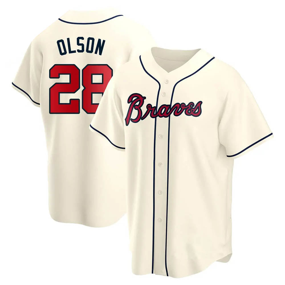 Davalo A.Braves #28 Matt Olson Player Cream Replica Alternate Stitched Jerseys