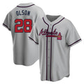 Davalo A.Braves #28 Matt Olson Player Gray Replica Road Stitched Jerseys