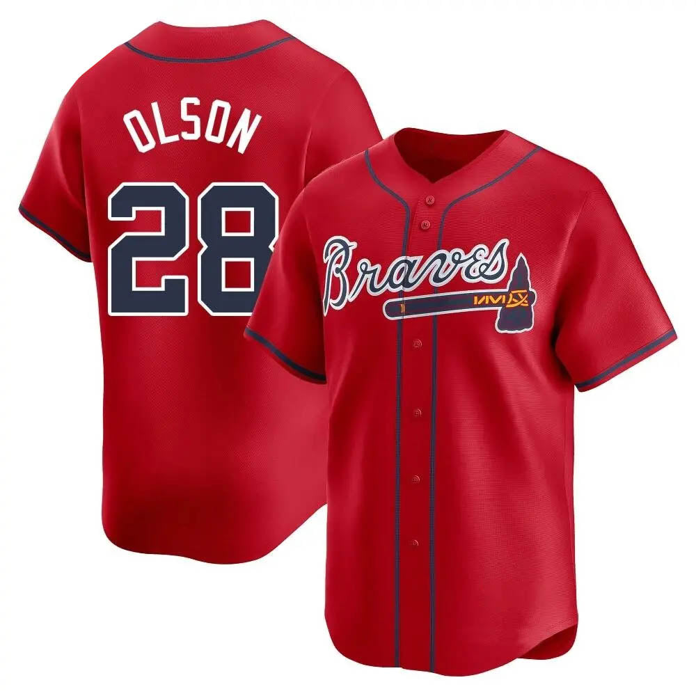 Davalo A.Braves #28 Matt Olson Player Red Limited Alternate Stitched Jerseys