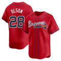 Davalo A.Braves #28 Matt Olson Player Red Limited Alternate Stitched Jerseys