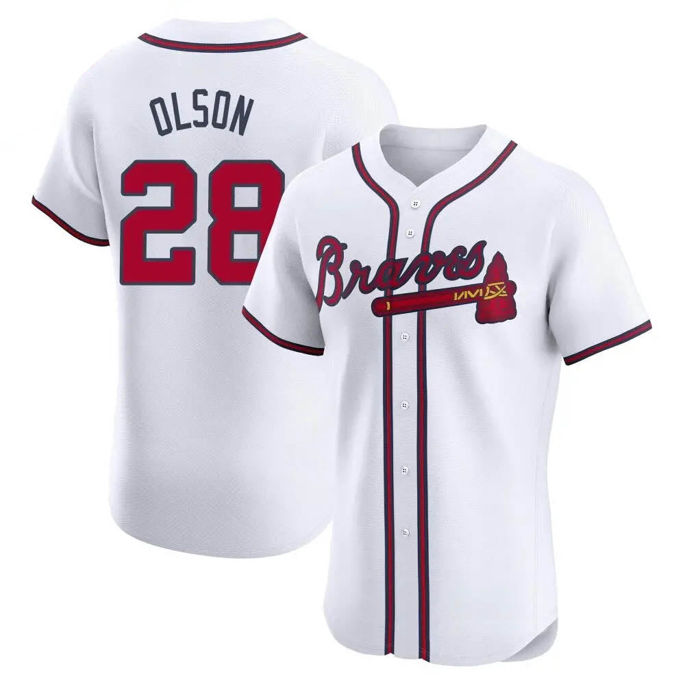 Davalo A.Braves #28 Matt Olson Player White Elite Home Stitched Jerseys