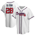 Davalo A.Braves #28 Matt Olson Player White Replica Home Stitched Jerseys
