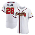 Davalo A.Braves #28 Matt Olson Player White&Gold Authentic Program Stitched Jerseys
