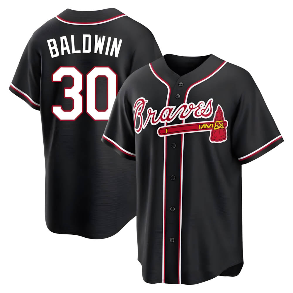 Davalo A.Braves #30 Drake Baldwin player Black Replica Fashion Out Stitched Jerseys