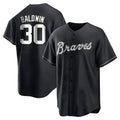 Davalo A.Braves #30 Drake Baldwin player Black&White Replica Stitched Jerseys