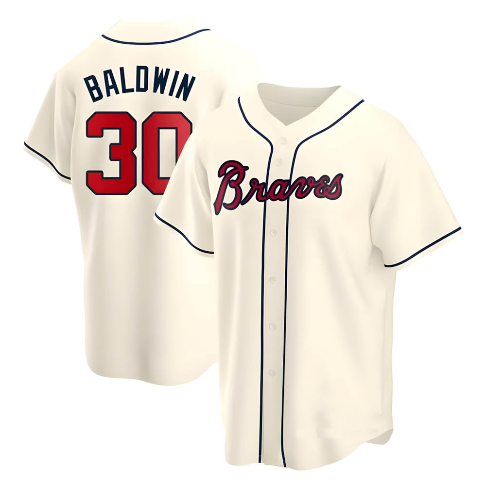 Davalo A.Braves #30 Drake Baldwin player Cream Replica Alternate Stitched Jerseys