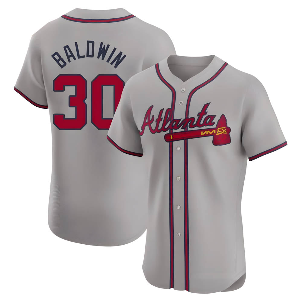 Davalo A.Braves #30 Drake Baldwin player Gray Elite Road Stitched Jerseys