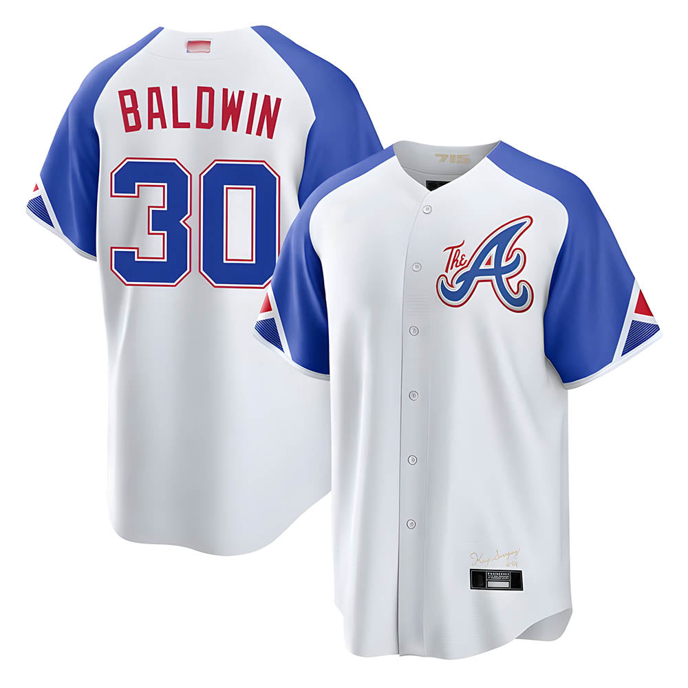 Davalo A.Braves #30 Drake Baldwin player White City Connect Stitched Jerseys