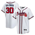 Davalo A.Braves #30 Drake Baldwin player White Home Replica Stitched Jerseys