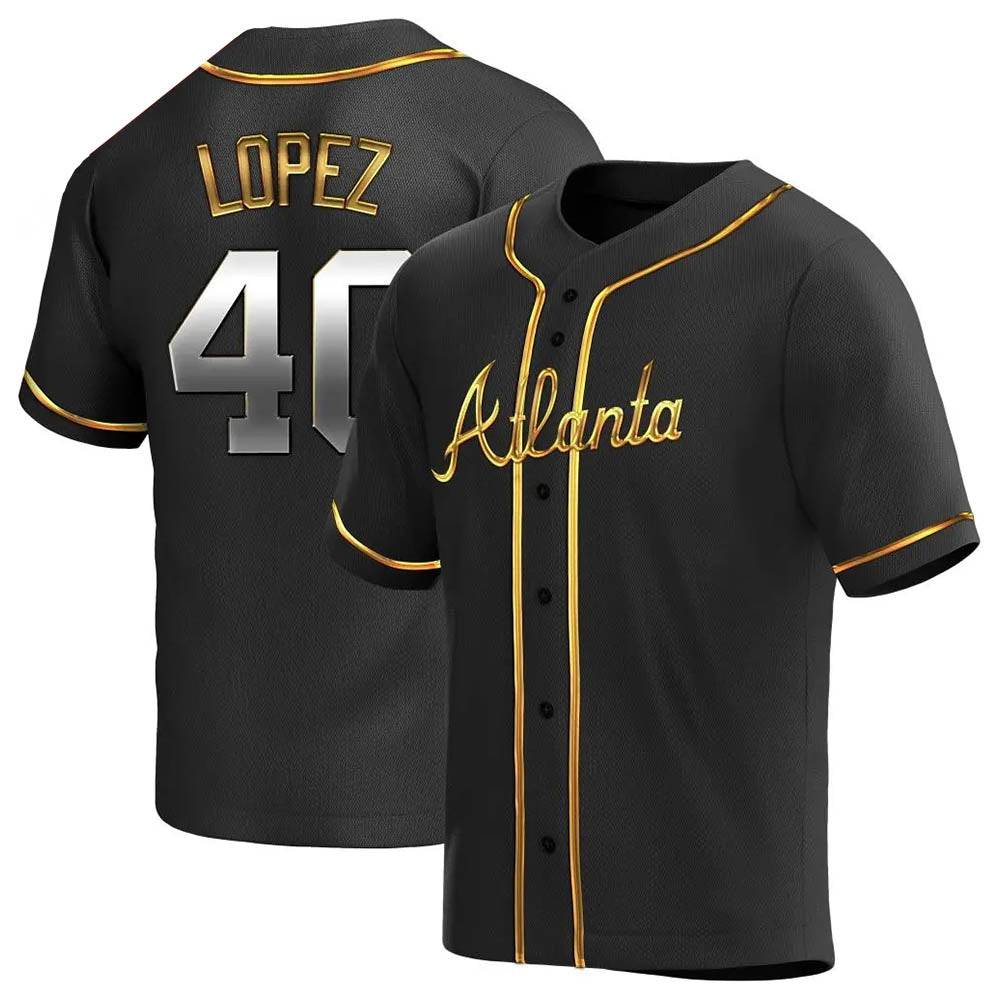 Davalo A.Braves #40 Reynaldo Lopez player Black & Gold Replica en Alternate Stitched Jerseys