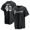 Davalo A.Braves #40 Reynaldo Lopez player Black&White Replica Stitched Jerseys