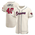 Davalo A.Braves #40 Reynaldo Lopez player Cream Authentic Alternate Stitched Jerseys