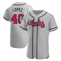 Davalo A.Braves #40 Reynaldo Lopez player Gray Authentic Road Stitched Jerseys