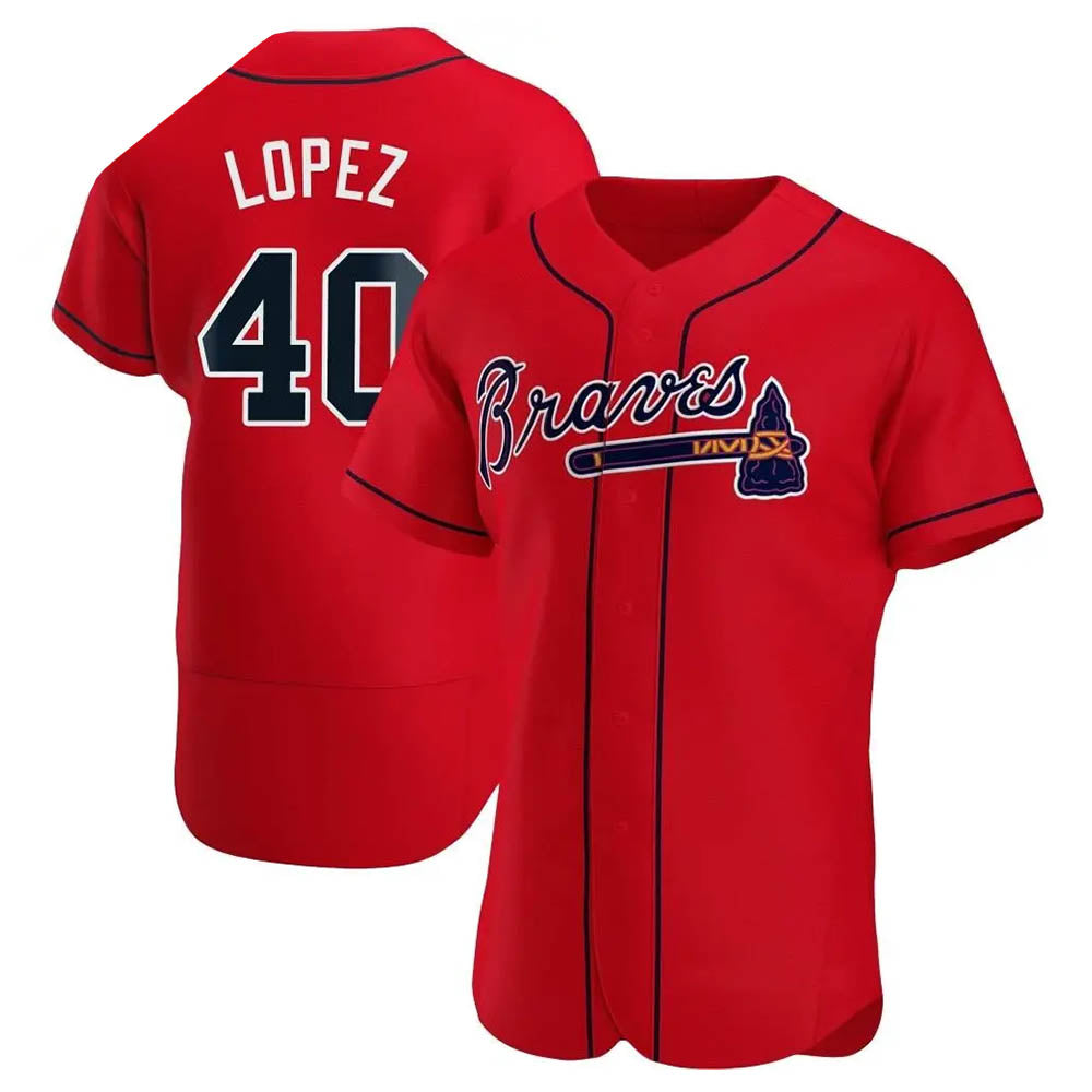 Davalo A.Braves #40 Reynaldo Lopez player Red Authentic Alternate Stitched Jerseys