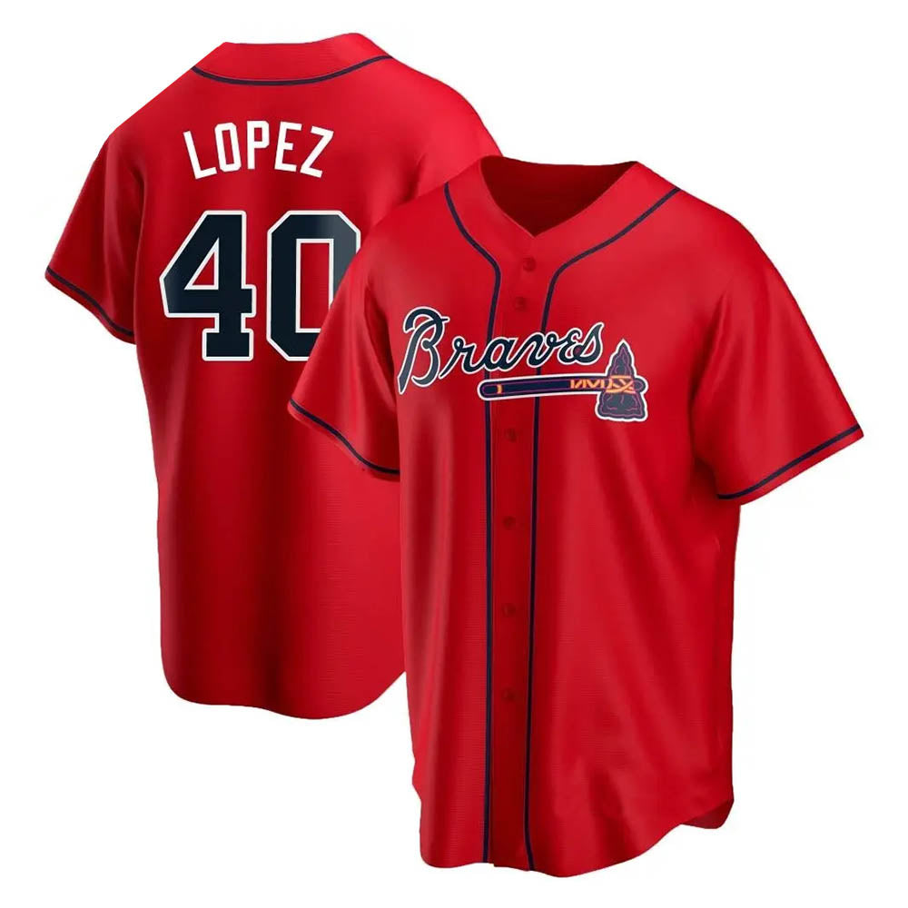 Davalo A.Braves #40 Reynaldo Lopez player Red Replica Alternate Stitched Jerseys