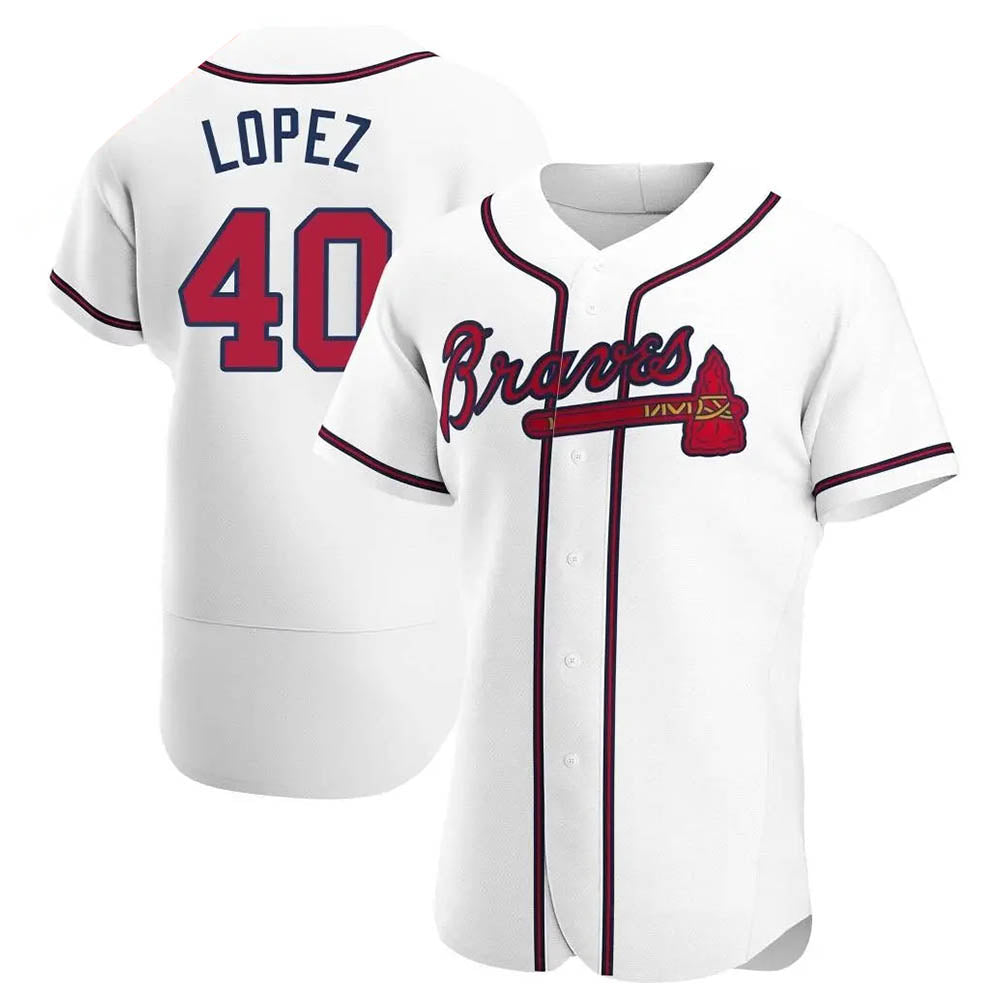 Davalo A.Braves #40 Reynaldo Lopez player White Authentic Home Stitched Jerseys