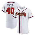 Davalo A.Braves #40 Reynaldo Lopez player White&Gold Authentic Program Stitched Jerseys