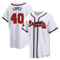 Davalo A.Braves #40 Reynaldo Lopez player White&Gold Replica Program Stitched Jerseys