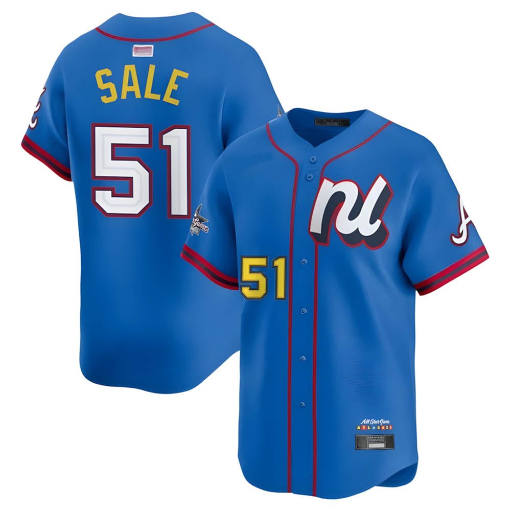 Davalo A.Braves #51 Chris Sale Player Blue National League Limited Stitched Jerseys