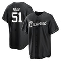 Davalo A.Braves #51 Chris Sale Player White&Black Replica Stitched Jerseys
